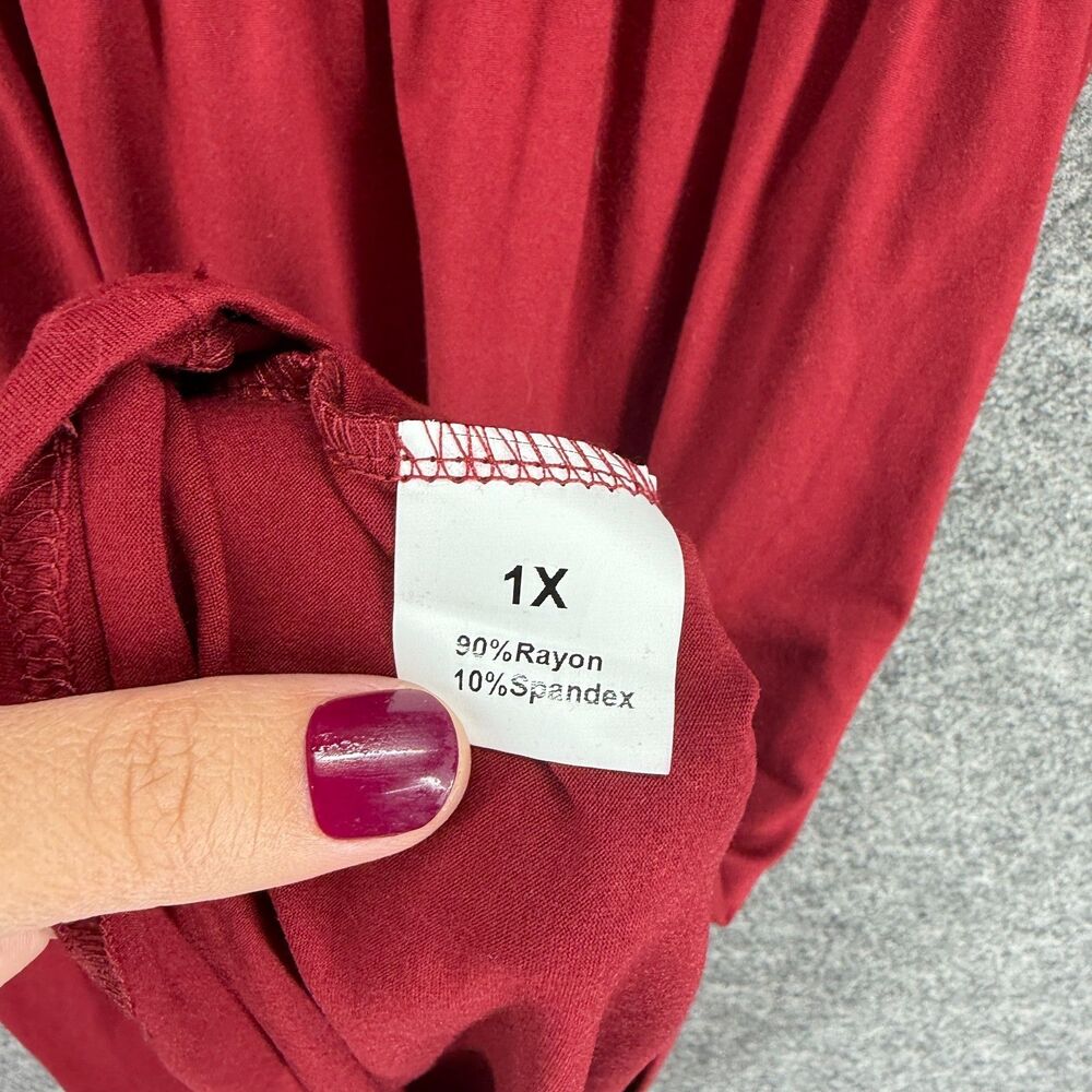 New Allegrace Dress Women 1X Plus Red Sheath Midi Short Sleeve Rayon Casual - Picture 5 of 9
